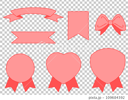いろんなリボン クレヨンタッチイラスト 【セット】 109684392