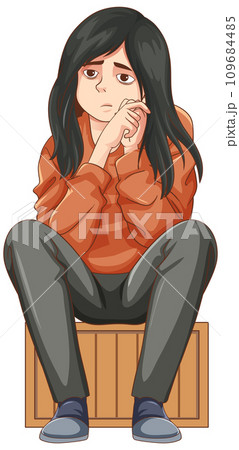 Sad teenage sitting on the floor Sad teenage sitting on the floor 109684485