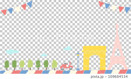 Background frame inspired by a French cityscape, stylish hand-drawn illustration Background frame inspired by a French cityscape, stylish hand-drawn illustration 109684534