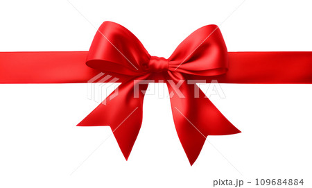 赤い光沢のあるリボン 109684884