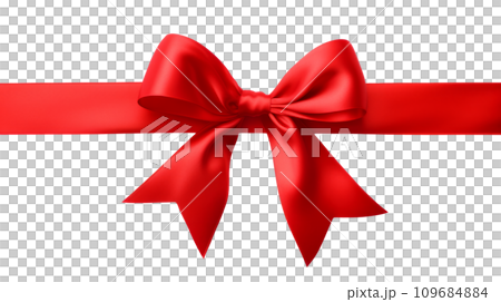 赤い光沢のあるリボン 109684884