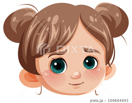 Cute girl with hair bun Cute girl with hair bun 109684891