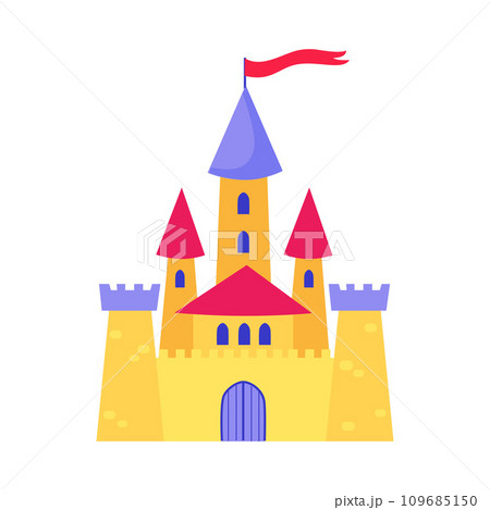 Cute Fairy Tale Castle with Gate and Tower Vector Illustration 109685150