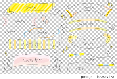 手繪線條畫絲帶框架，水彩，暖色 109685178