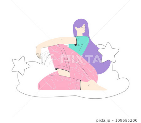 Dreaming Woman Character with Head in Cloud Having Fancy Imagination Vector Illustration Dreaming Woman Character with Head in Cloud Having Fancy Imagination Vector Illustration 109685200