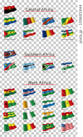 Central, South and West Africa regional flag English notation 109685844