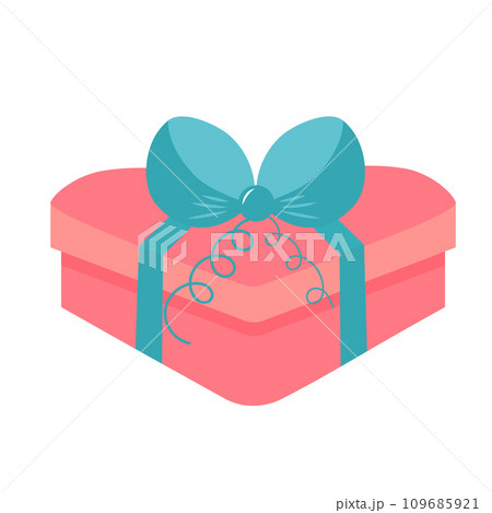 Gift box with ribbon and bow. Present isolated on white background. 109685921