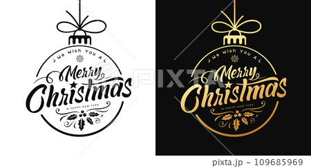 Merry christmas vector design black and gold collection on black and white background 109685969