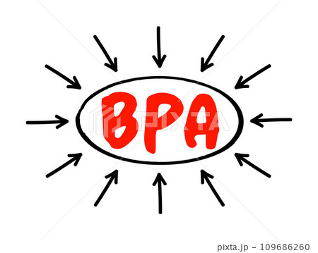 BPA Business Process Analysis - methodology to understand the health of different operations within a business to improve process efficiency, acronym text concept with arrows 109686260
