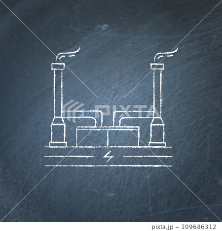 Geothermal power plant chalkboard sketch 109686312