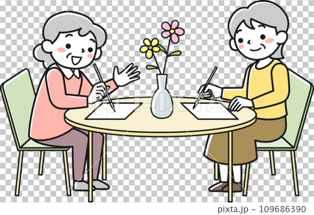 Senior women drawing pictures 109686390