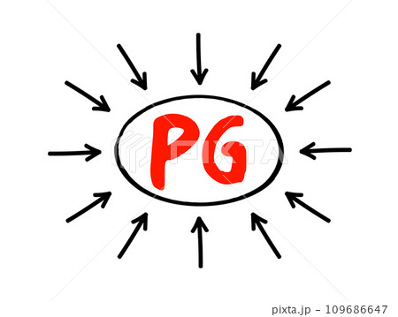 PG - Picogram acronym text with arrows, medical concept background 109686647