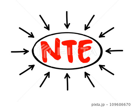 NTE Not To Exceed - type of contract that is allowed a contractor issue bills to an owner, acronym text with arrows 109686670