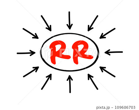 RR Resource Rent - surplus value after all costs and normal returns have been accounted for, acronym text concept with arrows 109686703