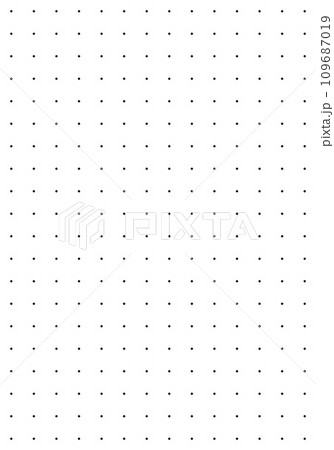 Black dot grid notebook page template on white background. Bullet journal texture. Round points seamless pattern. School or office paper background 109687019