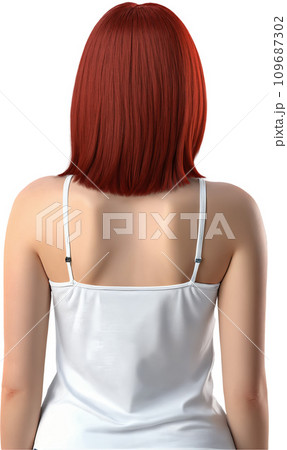 赤い髪の女性の後姿 109687302