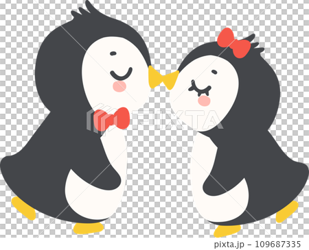 Valentine Penguin couple cartoon animal drawing 109687335
