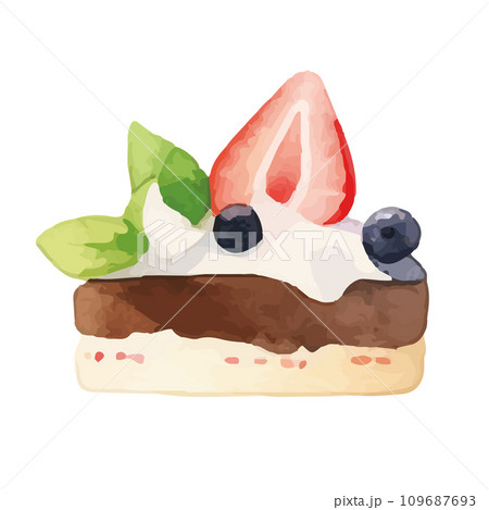 水彩で描いたケーキのイラスト 水彩で描いたケーキのイラスト 109687693