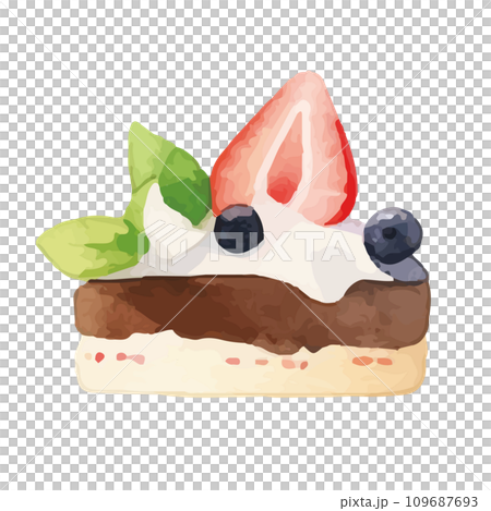 水彩で描いたケーキのイラスト 水彩で描いたケーキのイラスト 109687693