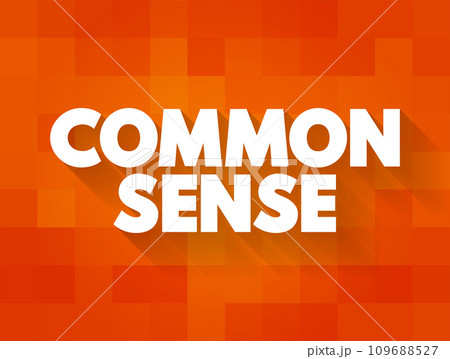 Common Sense - practical judgment concerning everyday matters, text concept background Common Sense - practical judgment concerning everyday matters, text concept background 109688527