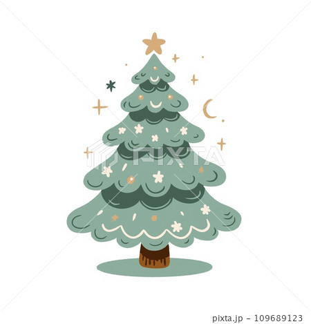 クリスマスツリーのフラットデザインイラスト クリスマスツリーのフラットデザインイラスト 109689123