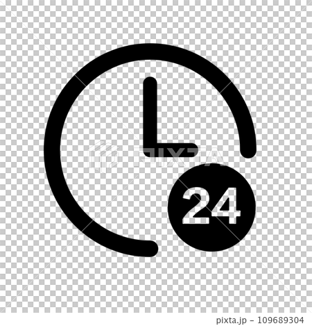 24時間営業の時計アイコン 24時間営業の時計アイコン 109689304