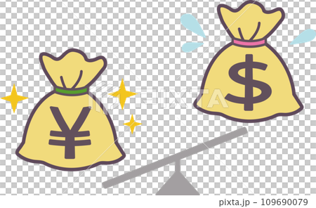 Strong yen, weak dollar illustration material 109690079
