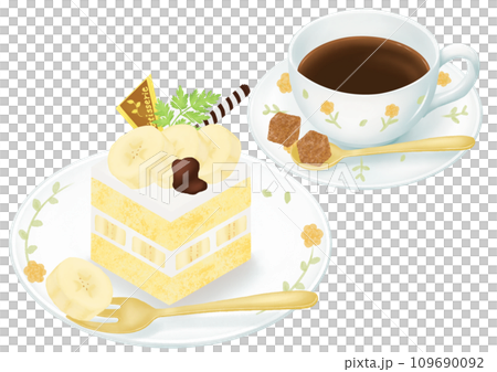 banana cake and coffee set 109690092