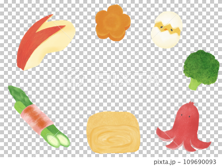 カラフルなお弁当のおかずフレーム カラフルなお弁当のおかずフレーム 109690093