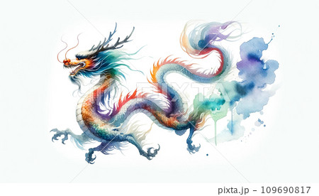 水彩画の龍のイラスト素材 [109690817] - PIXTA