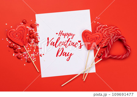 Candy sweets and blank greeting card for your greetings 109691477