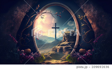 AI-generated content. Easter concept, holy cross, 109691636