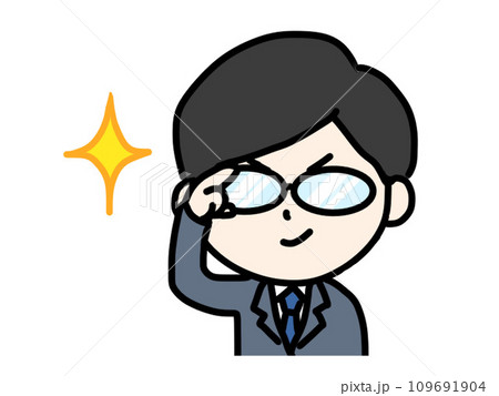 メガネが光る男性のイラスト 109691904
