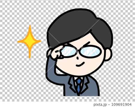 メガネが光る男性のイラスト 109691904