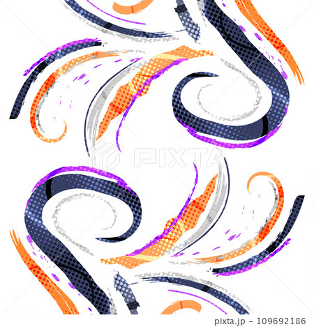 Abstract and Colorful Brush Background with Halftone Effect. Sport Banner. Brush Stroke Illustration. Scratch and Texture Elements For Design 109692186