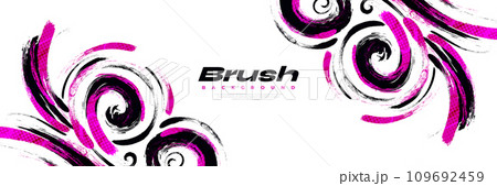 Abstract Black and Purple Brush Background with Halftone Effect. Sport Background. Brush Stroke Illustration for Banner or Poster. Scratch and Texture Elements For Design Abstract Black and Purple Brush Background with Halftone Effect. Sport Background. Brush Stroke Illustration for Banner or Poster. Scratch and Texture Elements For Design 109692459