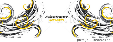 Black, Yellow and Grey Brush Background with Halftone Effect. Sport Background with Grunge Style. Scratch and Texture Elements For Design Black, Yellow and Grey Brush Background with Halftone Effect. Sport Background with Grunge Style. Scratch and Texture Elements For Design 109692477