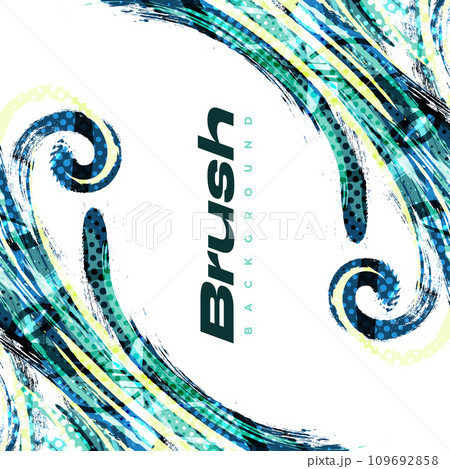 Abstract Brush Background with Sporty Style and Halftone Effect. Brush Stroke Illustration for Banner, Poster, or Sports Background. Scratch and Texture Elements For Design 109692858