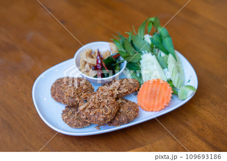 Deep Fried Spicy Minced Pork (Laab Moo Tod) Deep Fried Spicy Minced Pork (Laab Moo Tod) 109693186