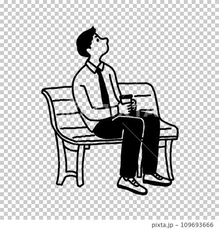 Vector illustration of a man sitting on a bench and looking up 109693666
