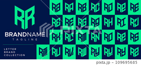 Modern line shield letter R RR logo design set 109695685