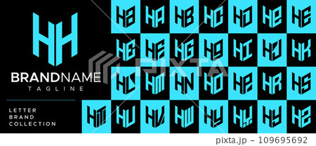 Modern line shield letter H HH logo design set. 109695692