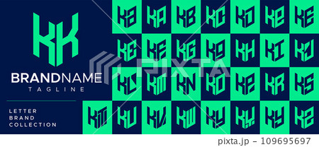 Modern line shield letter K KK logo design set Modern line shield letter K KK logo design set 109695697