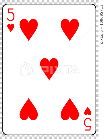 Playing card 5 of hearts 109695711