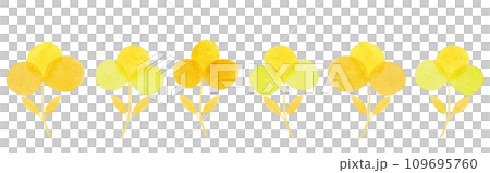 Silhouettes of yellow flowers in watercolor. Abstract floral border Silhouettes of yellow flowers in watercolor. Abstract floral border 109695760
