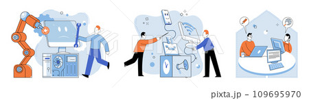 System administrator. Vector illustration. Managers provide support and assistance to their team members in administrative tasks The system administrator metaphor represents critical role The system 109695970