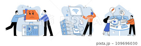 Technical support. Vector illustration. Offering assistance to others in need technical support is valuable service Experts in their respective fields serve as reliable source technical advice Technical support. Vector illustration. Offering assistance to others in need technical support is valuable service Experts in their respective fields serve as reliable source technical advice 109696030