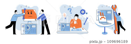 Technical support. Vector illustration. Technical support professionals are dedicated to serving customers and resolving their queries The technical support concept emphasizes significance timely 109696189