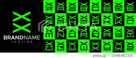 Simple square letter X XX logo design set Simple square letter X XX logo design set 109696258