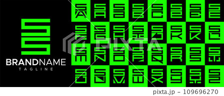 Simple square letter S SS logo design set 109696270